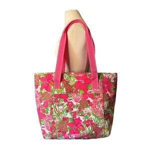 Lilly Pulizer Pink Beach Rose Insulated Large Shoulder Tote Bag Picnic Cooler